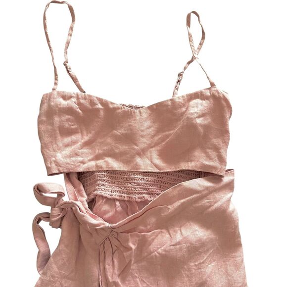 REFORMATION Playa Linen Cutout‎ Mini Dress Light Pink Sz 6 - Picture 4 of 5